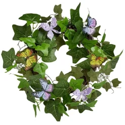 Couronne déco printemps lierre artificiel et papillons Ø45cm < Gifi Best