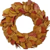 Couronne de Noël feuilles automnales séchées oranges Ø31cm < Gifi New