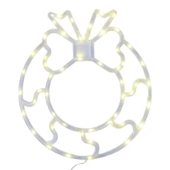 Couronne de Noël lumineuse 50LED plastique blanc 31x36cm < Gifi Clearance