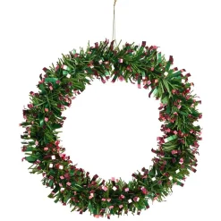 Couronne Noël artificielle vert/doré ou vert/rouge Ø30cm