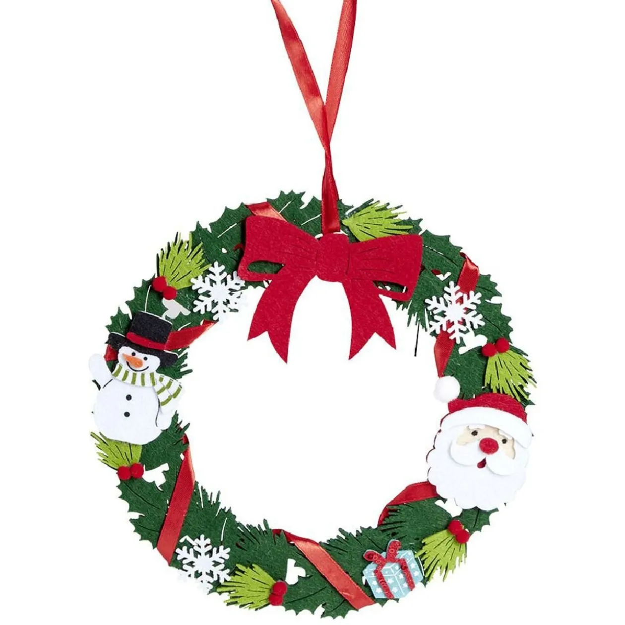 Couronne Noël feutrine à suspendre H25 cm