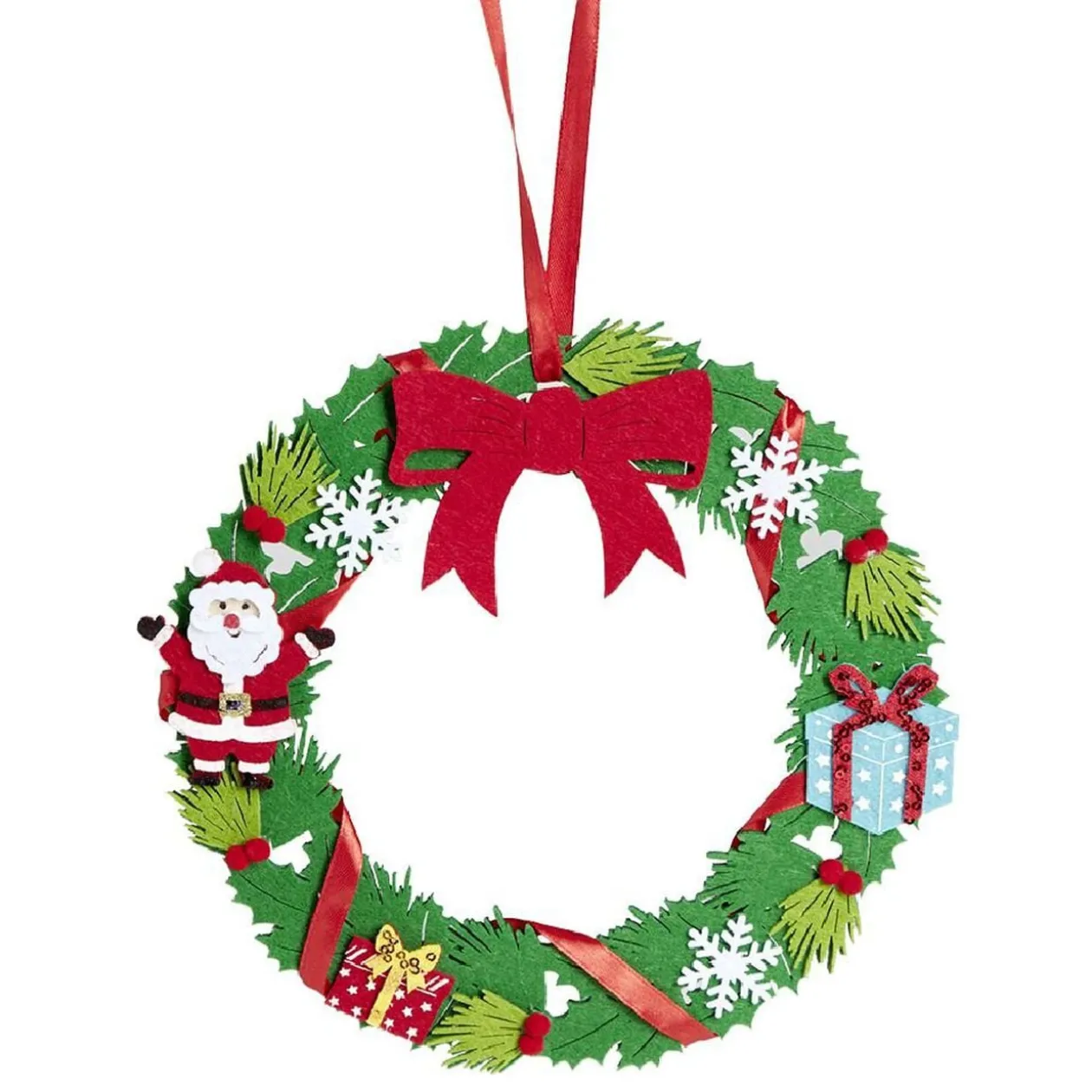 Couronne Noël feutrine à suspendre H25 cm