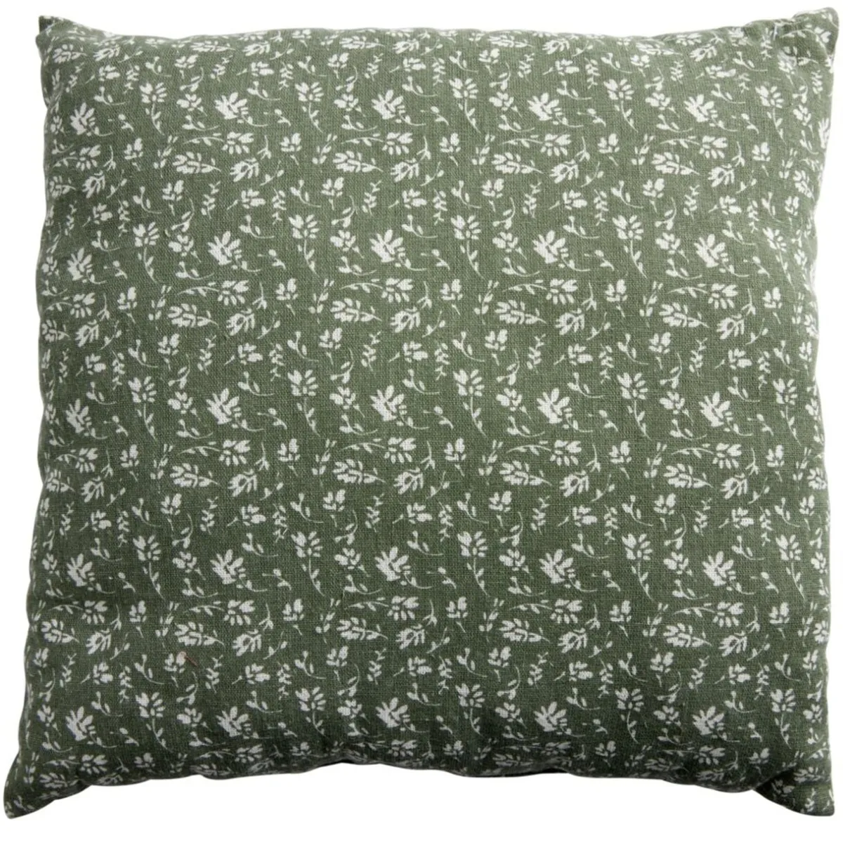 Coussin carré déperlant vert sapin motif floral blanc 40x40cm < Gifi
