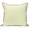 Coussin carré en lin et coton vert bord orange 45x45cm