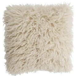 Coussin carré fausse fourrure longue 40x40cm (2 modèles beige ou taupe) < Gifi Outlet