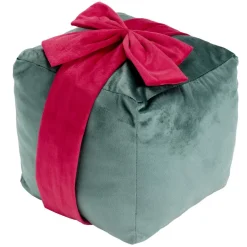 Coussin carré forme cadeau de Noël ruban polyester L20X20XH20 cm (2 modèles vert ou rose) < Gifi New