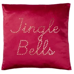 Coussin carré imitation velours imprimé Noël L45X45XH10 cm (2 modèles rouge ou blanc) < Gifi Outlet