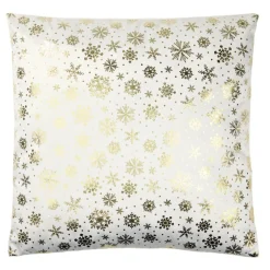 Coussin carré imitation velours imprimé Noël L45X45XH10 cm (2 modèles rouge ou blanc) < Gifi Outlet