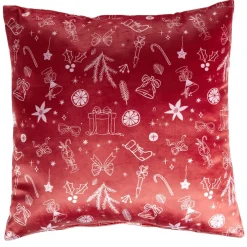 Coussin carré imitation velours imprimé Noël L45X45XH10 cm (4 modèles) < Gifi Discount
