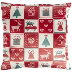 Coussin carré imitation velours imprimé Noël L45X45XH10 cm (4 modèles) < Gifi Discount