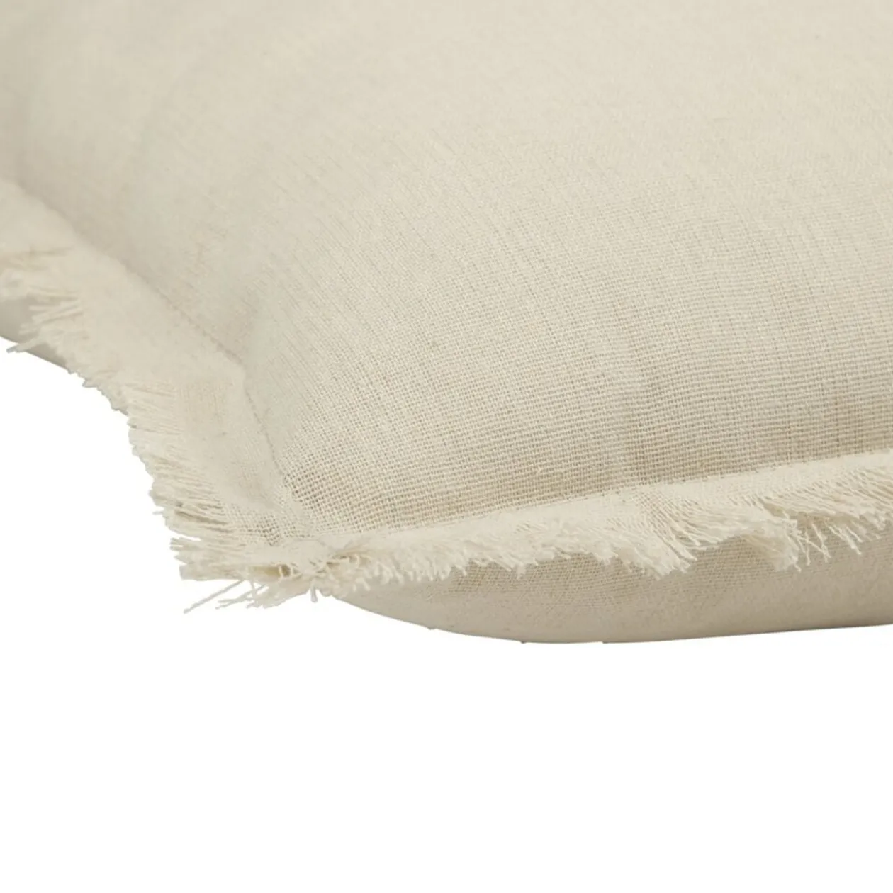 Coussin carré lin Indie contour à franges couleur unie 43x43cm (2 modèles)