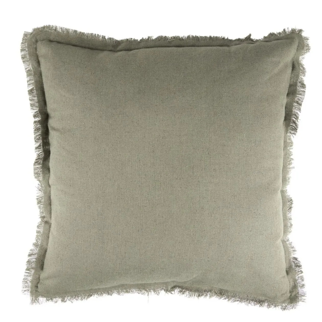 Coussin carré lin Indie contour à franges couleur unie 43x43cm (2 modèles)