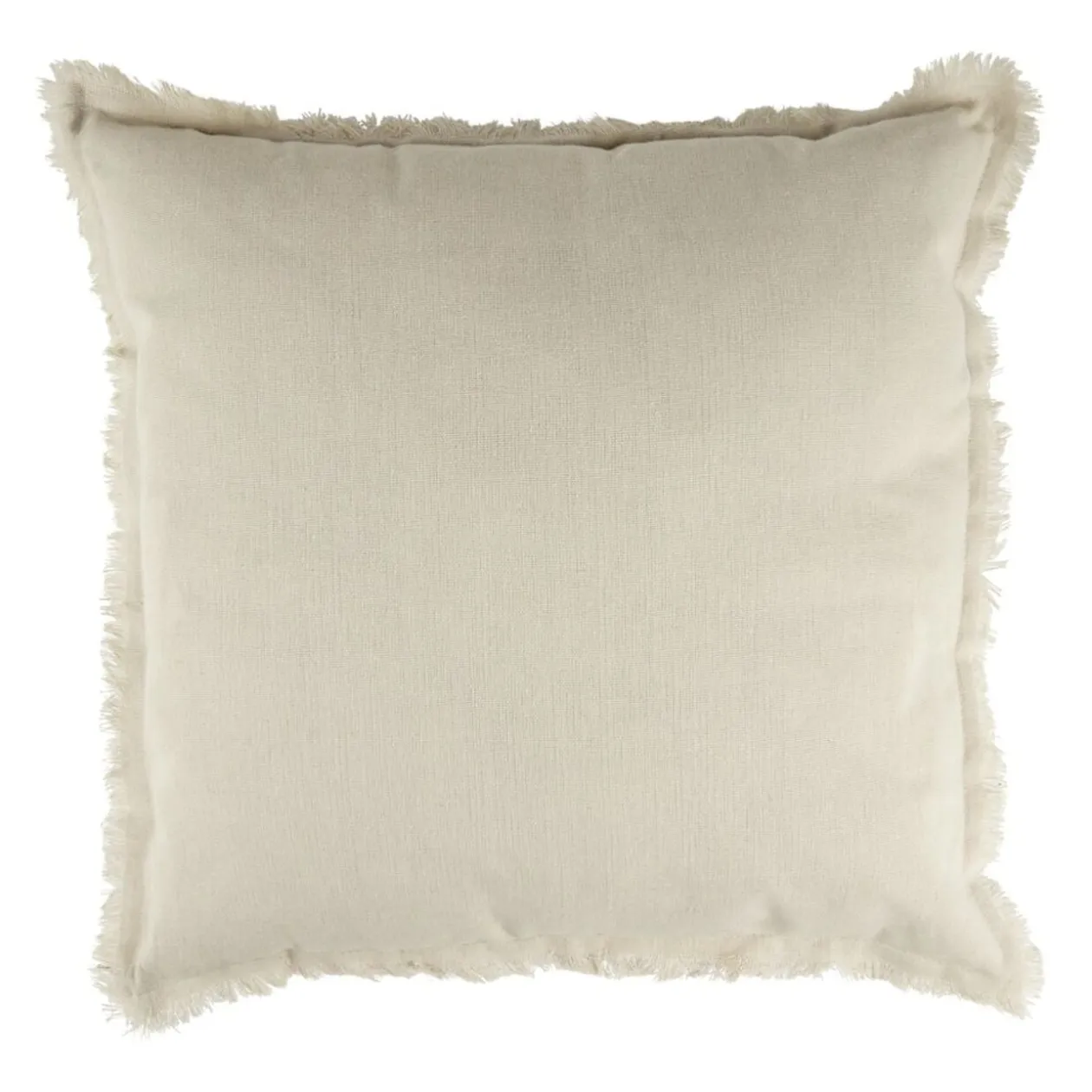Coussin carré lin Indie contour à franges couleur unie 43x43cm (2 modèles)