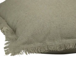 Coussin carré lin Indie contour à franges couleur unie 43x43cm (2 modèles)