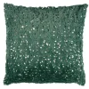 Coussin carré tissu pilou sequins polyester L43X43XH10 cm (2 modèles rouge ou vert)