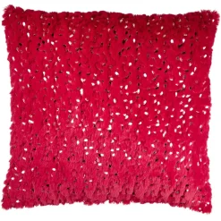 Coussin carré tissu pilou sequins polyester L43X43XH10 cm (2 modèles rouge ou vert)