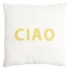 Coussin carré uni avec mot positif tissu en relief 40x40cm (4 modèles)