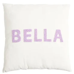 Coussin carré uni avec mot positif tissu en relief 40x40cm (4 modèles)