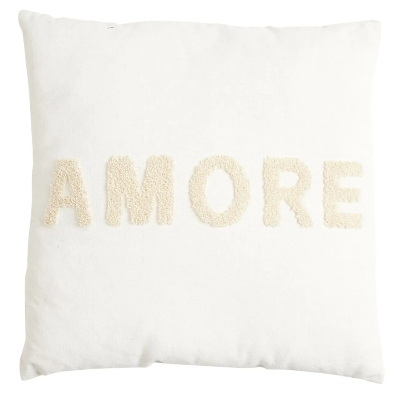 Coussin carré uni avec mot positif tissu en relief 40x40cm (4 modèles)