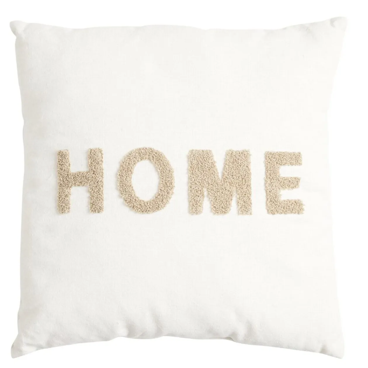Coussin carré uni avec mot positif tissu en relief 40x40cm (4 modèles)