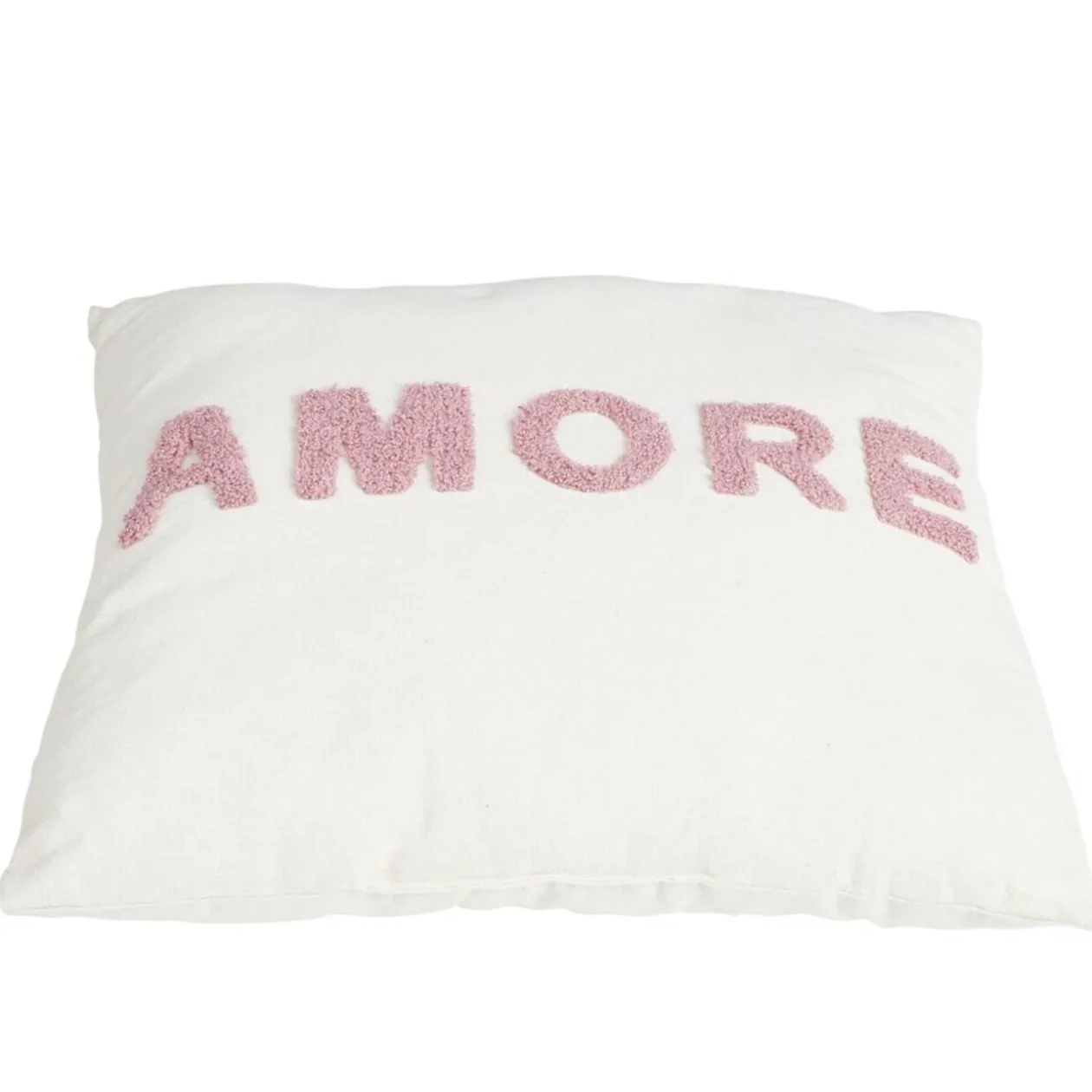 Coussin carré uni avec mot positif tissu en relief 40x40cm (4 modèles)