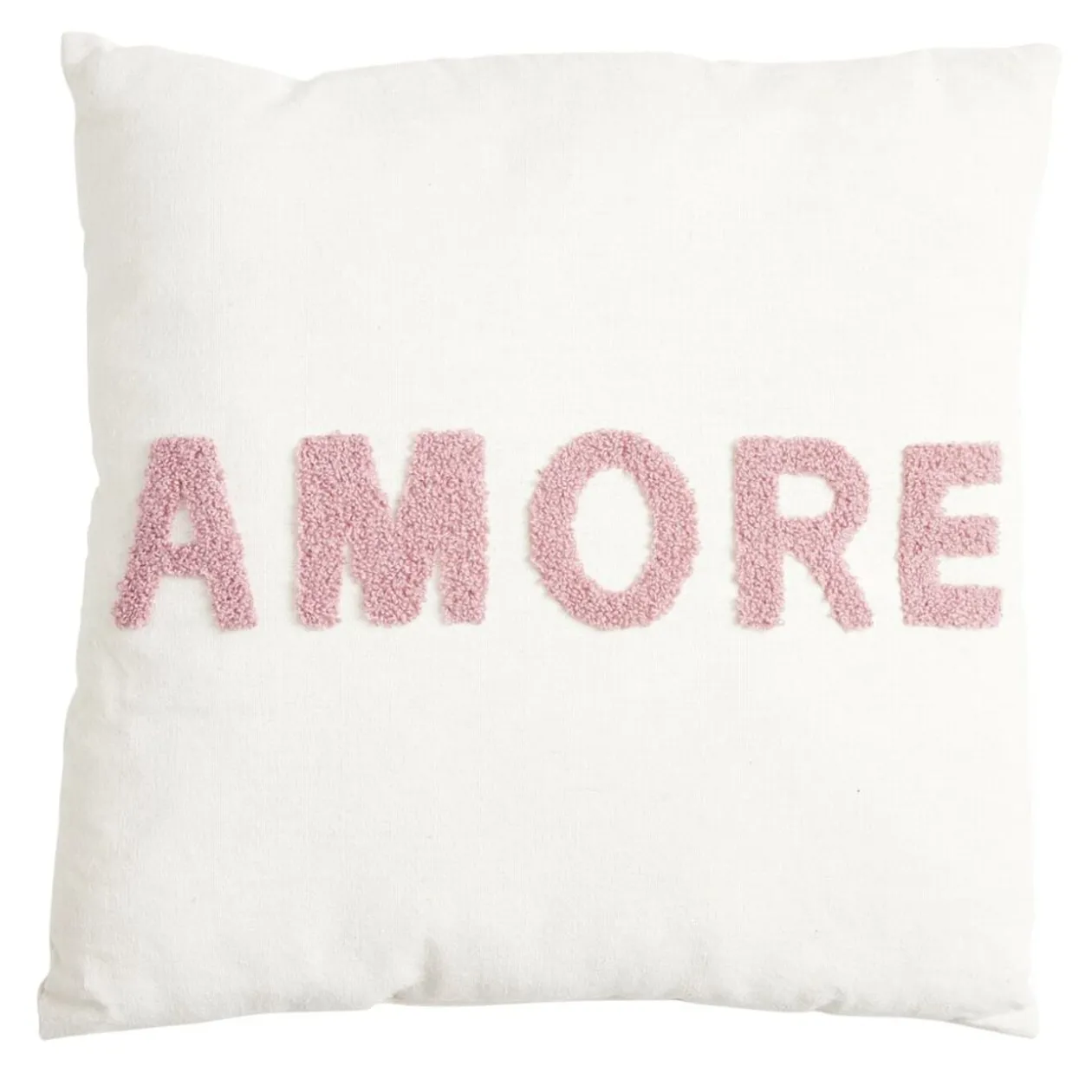 Coussin carré uni avec mot positif tissu en relief 40x40cm (4 modèles)
