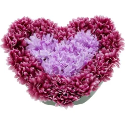 Coussin Chrysanthème artificiel forme coeur violet < Gifi Best