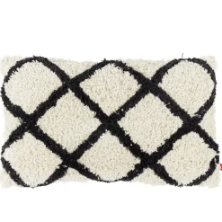 Coussin déco chevron tufté 30x50cm beige et noir