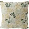 Coussin déco feuille 45x45cm beige et vert