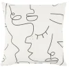 Coussin déco line art visage 45x45cm blanc et noir