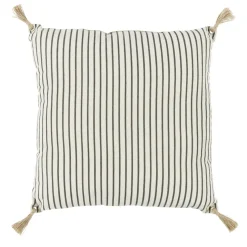 Coussin déco marinière et pompons 45x45cm