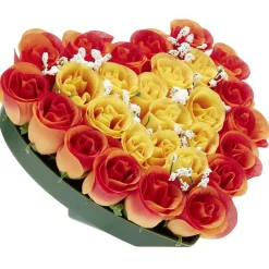 Coussin de fleurs artificiel forme coeur orange - 26 têtes < Gifi Discount