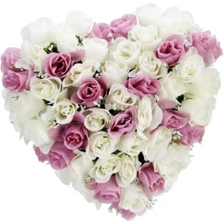 Coussin de fleurs forme coeur - Rose artificielle rose blanc < Gifi Online