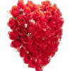 Coussin de fleurs forme coeur - Rose artificielle rouge