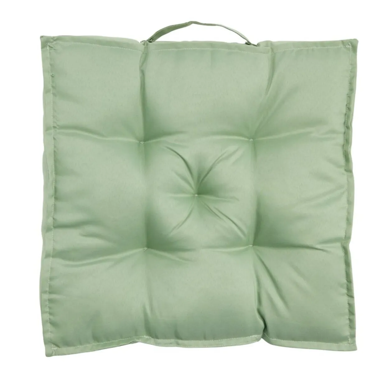 Coussin de sol assise carrée matelassée vert 45x45cm
