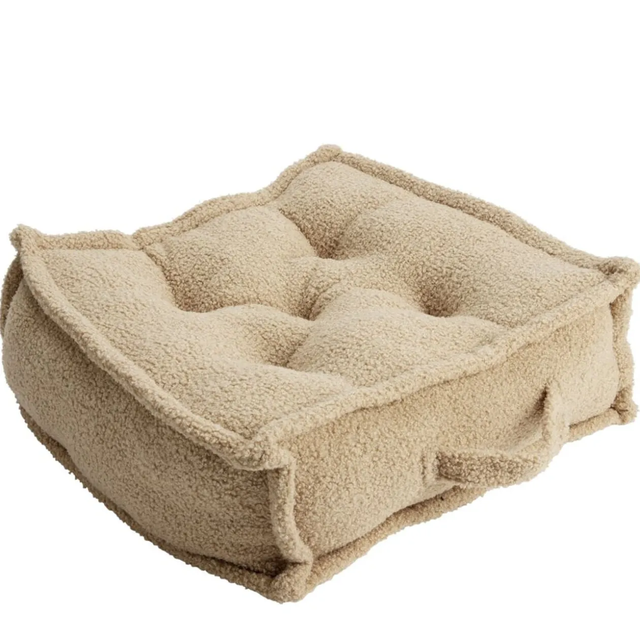 Coussin de sol carré bouclette beige 45x45cm