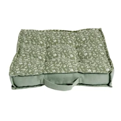 Coussin de sol carré vert sapin motif floral blanc 40x40cm < Gifi Hot