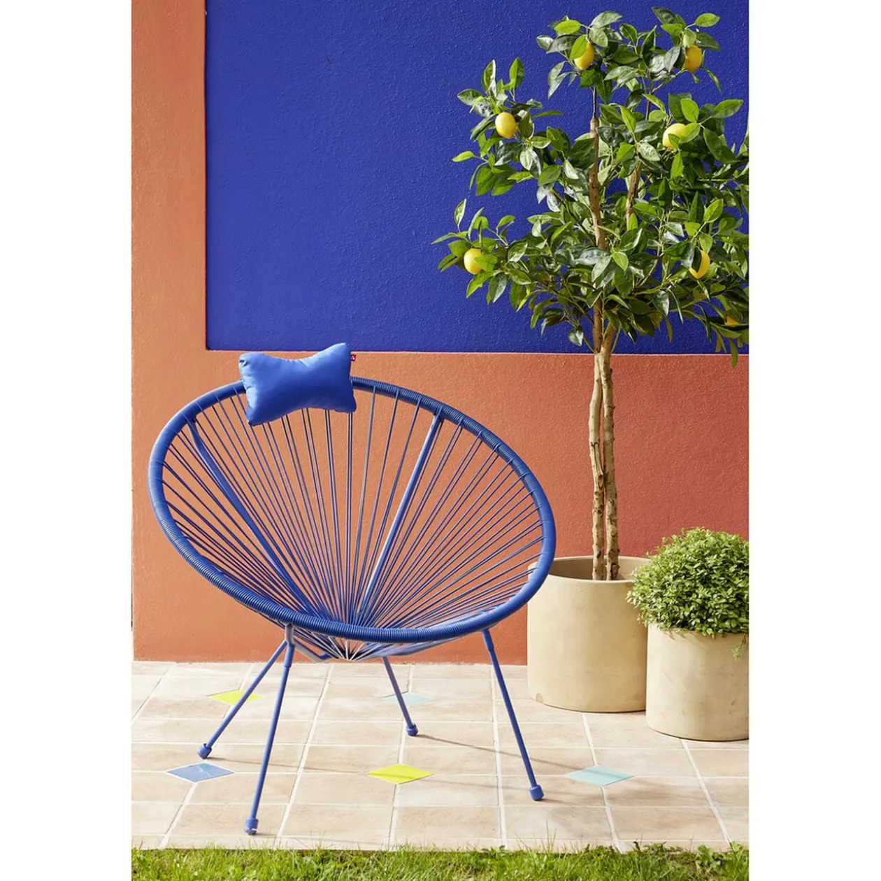Coussin de tête pour fauteuil Urban uni bleu 15x25cm