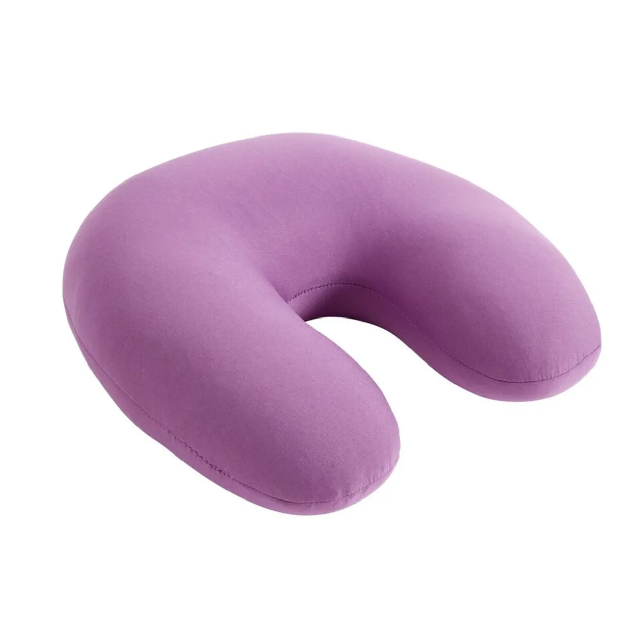 Coussin de voyage microbilles support nuque ergonomique rose 28x28cm