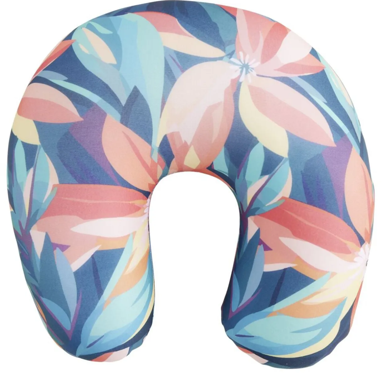Coussin de voyage microbilles support nuque ergonomique tropical 28x28cm < Gifi