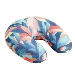 Coussin de voyage microbilles support nuque ergonomique tropical 28x28cm < Gifi