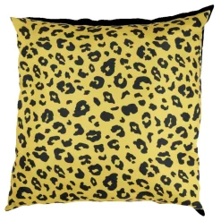 Coussin d'extérieur déperlant motif léopard jaune et noir 40x40cm < Gifi Hot