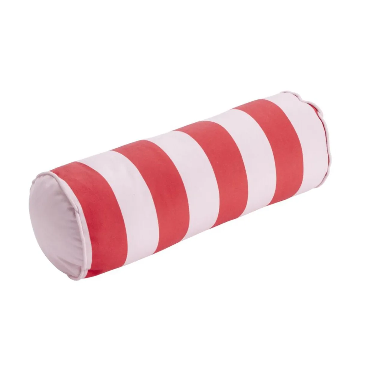 Coussin forme boudin bayadère rayures colorées Ø15x40cm (2 modèles rouge ou vert ) < Gifi