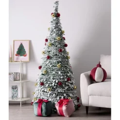 Coussin forme boule de Noël Ø26XH35 cm rouge et beige < Gifi Outlet