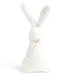 Coussin forme lapin aspect moutonné beige 25x47cm
