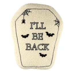 Coussin Halloween pierre tombale inscription polyester blanc 30x36cm