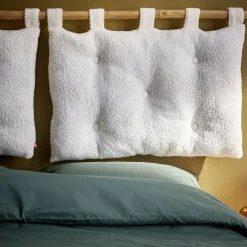 Coussin pour tête de lit en tissu bouclette blanc cassé 70x50 cm < Gifi New