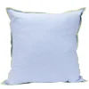 Coussin rectangulaire en lin et coton bleu bord vert 30x50cm < Gifi Clearance