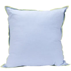 Coussin rectangulaire en lin et coton bleu bord vert 30x50cm < Gifi Clearance