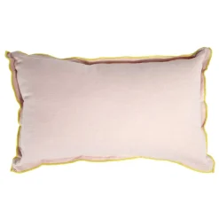Coussin rectangulaire en lin et coton rose bord orange 30x50cm < Gifi Online